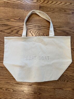 Soft Goat Cream Canvas Tote Bag NWOT